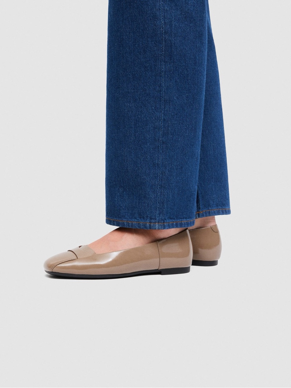 ECCO Margot Women's Taupe Leather Loafer Ballet Flats Size 40 9-9.5
